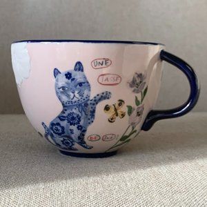 Anthropologie Nathalie Lete Titania Ceramic Cat Mug